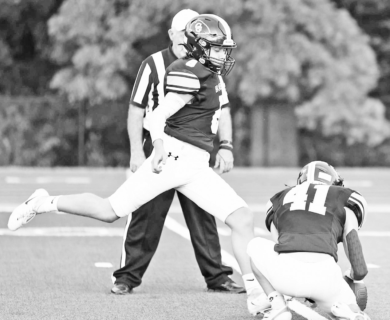 Council Grove High School junior Carter Bremer broke two single-season records Friday night: kicking points (39) and extra points made (36). He broke records previously held by all-state kickers Jay Moylan (Class of 1989) and foreign exchange student Loup Charlier (2022–2023). (Courtesy photo)