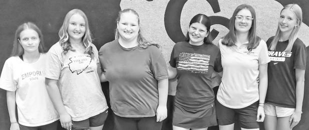 LADY BRAVES GOLF SEASON STARTS TODAY -- The Lady Braves golf team heads into season competition today, Wednesday, September 2, as they compete at the Eureka Country Club. Pictured l to r are: Trinity Banks, Desi Bachura, Emily Teter, Morgan Romme, Cadence Davis, Madison Forge. Not pictured is Madison Timperley. The team coaches are Eric Carter and Ben Jarchow.