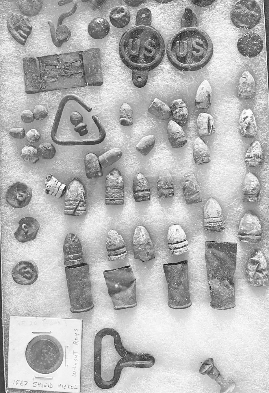 A plethora of tokens, coins and other finds are part of Jimmy Harris’ collection from metal detecting. In addition to the items shown, he has an album of carefully researched and recorded specimens. Harris’ advises prospective detectorists that seekin
