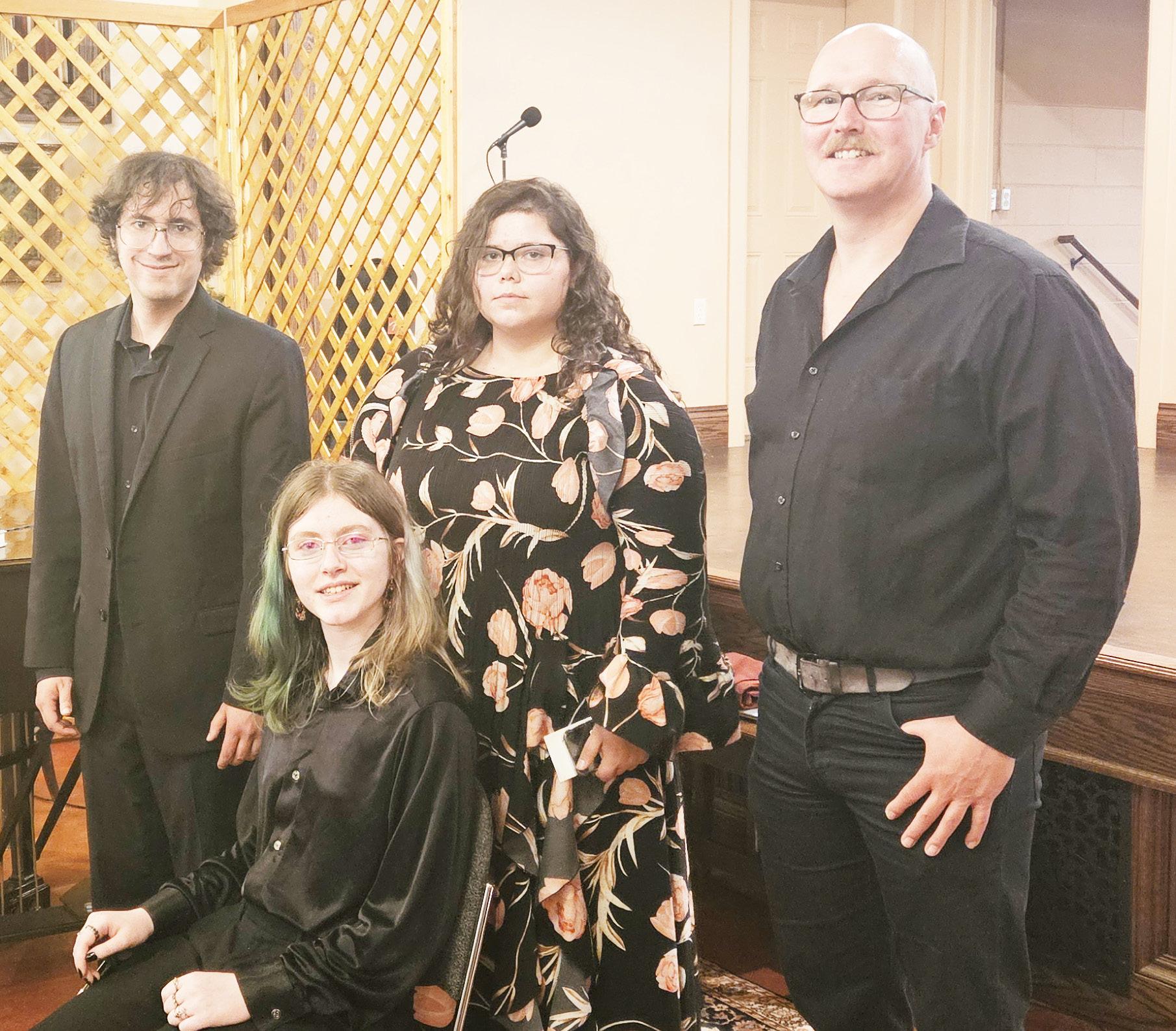 TALENTED MUSICIANS -- Mary Yoder, president of the Community Arts Council of Council Grove, said it was wonderful to hear the talented, classical musicians Saturday night at the Trail Days Arts &amp; History Center. (left to right) Matthew Meals (piano), 