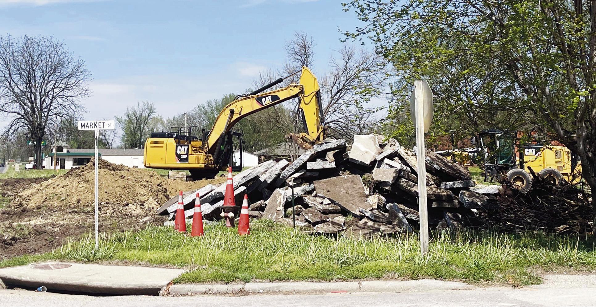 Work has started on the new Council Grove Casey’s, located at Union and Market streets. Although the land seemed cleared previously, there was plenty of debris being dredged and cleared Monday afternoon.