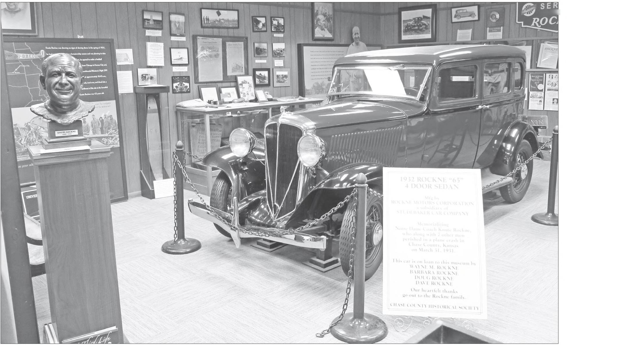 ON LOAN . . .A 1932 Rockne automobile is on loan to the Chase County Historical Society by the Rockne family, in memory of Notre Dame Coach Knute Rockne who was killed in 1931 in a Chase County plane crash.