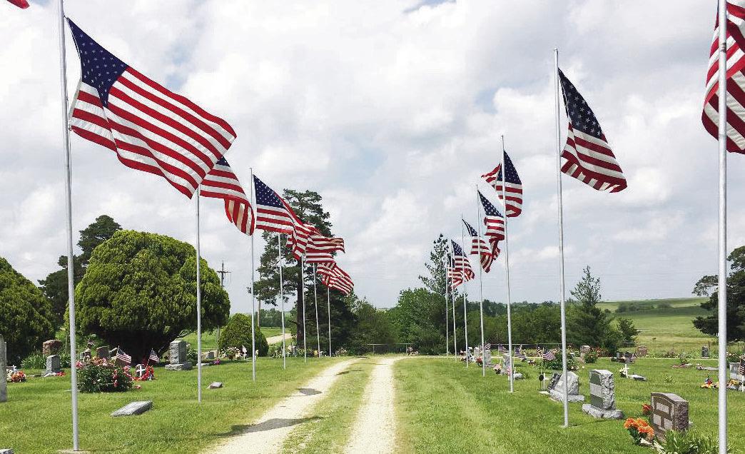 White City Cemetery’s Parade of Flags is one of the most majestic in the area and can be seen on Memorial Day, weather permitting.