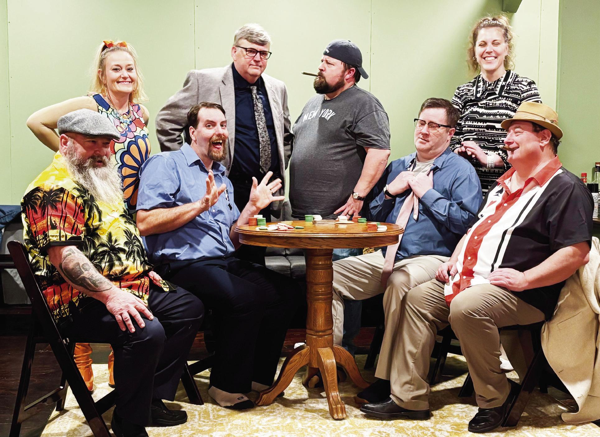 CAST OF “THE ODD COUPLE” -- Opening night of “The Odd Couple” is this Friday at The Trail Days Art and History Center. Cast members are - Back Row (L to R): Talina Christensen (Cecily), Kent Carbaugh (Vinnie), Steve White (Oscar), and Samantha Dav