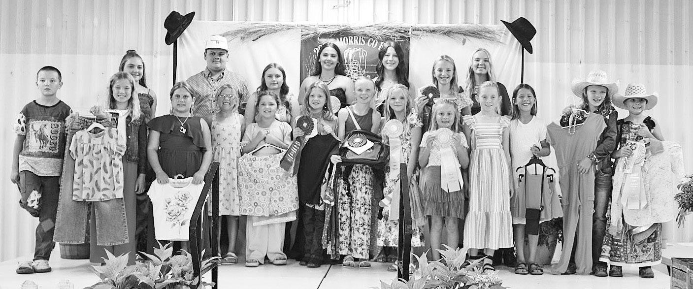 Fashion Revue Contestants at the Morris County Fair were Front row (L-R): Koltin Baseley, Erin Effland, Dixie Burton, Rylee Baseley, Lithé Thibodeaux, Màriette Thibodeaux, Paislee Yadon, Beatty Mayer, Camille Macy, Ava Butler, Jaylee Engel, Lakyn Parker