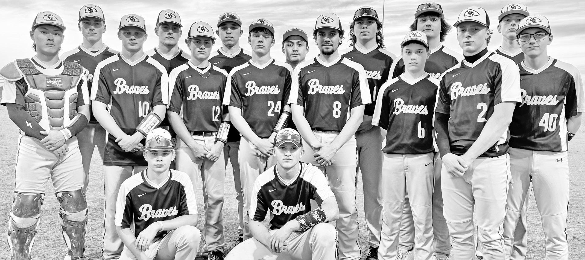 LEAGUE CHAMPIONS -- The Council Grove Braves deserve to be proud. Currently 23-1, they defeated #3 ranked Mission Valley Thursday to become the Flint Hills League Champions. They are a team whose legacy will be discussed for years. Team members pictured a