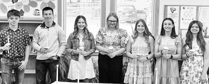White City students who were recently inducted into the National Honor Society are (L to R): Brayden Allen, Nolan Effland, Lilliana Stilwell, Ashlee Erichsen, Kaimey Evans, Kimberly Davis and Reagan Fiest.