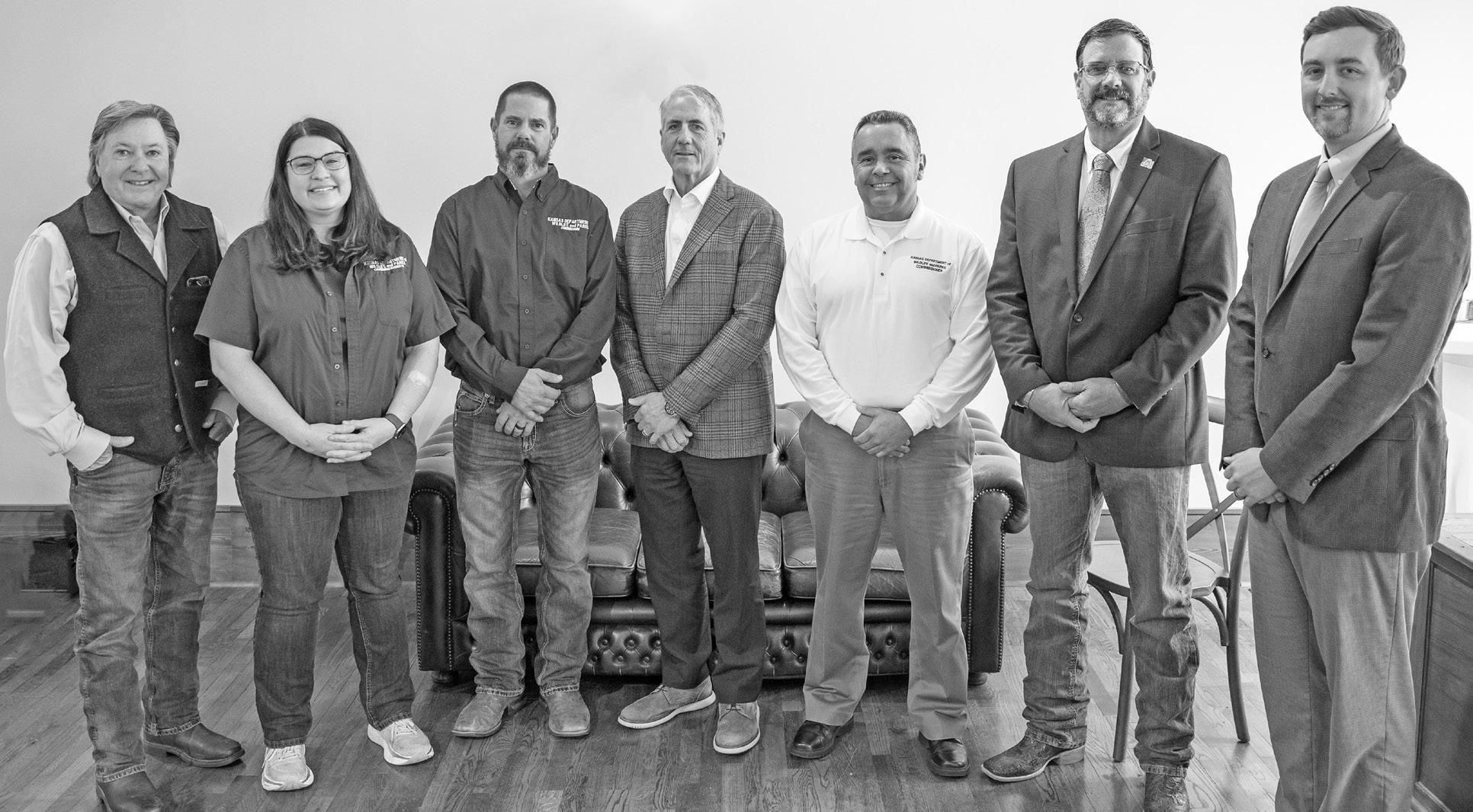 MEETING TO MAKE A DIFFERENCE - Kansas Wildlife and Parks Commissioners held its first public meeting of 2026 at The Territory Ballroom on Thursday afternoon. Pictured left to right are Keith Mark - Bashor, KS (Commissioner), Delia Lister - Pittsburg, KS (