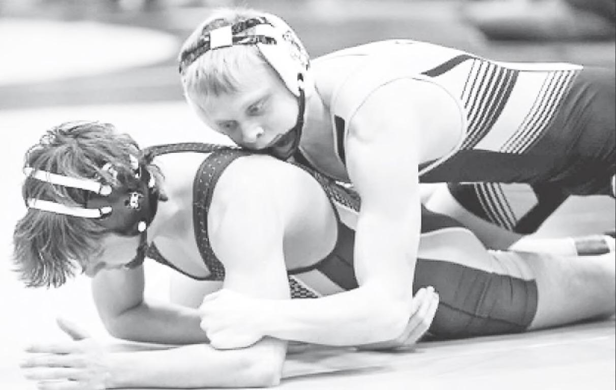 UNDEFEATED SEASON CONTINUES - Council Grove’s Bradley Doornbos continues his undefeated season standing at 25-0. The sophomore went 5-0 Saturday in the home tournament. (Photo by Brandy Villalobos)