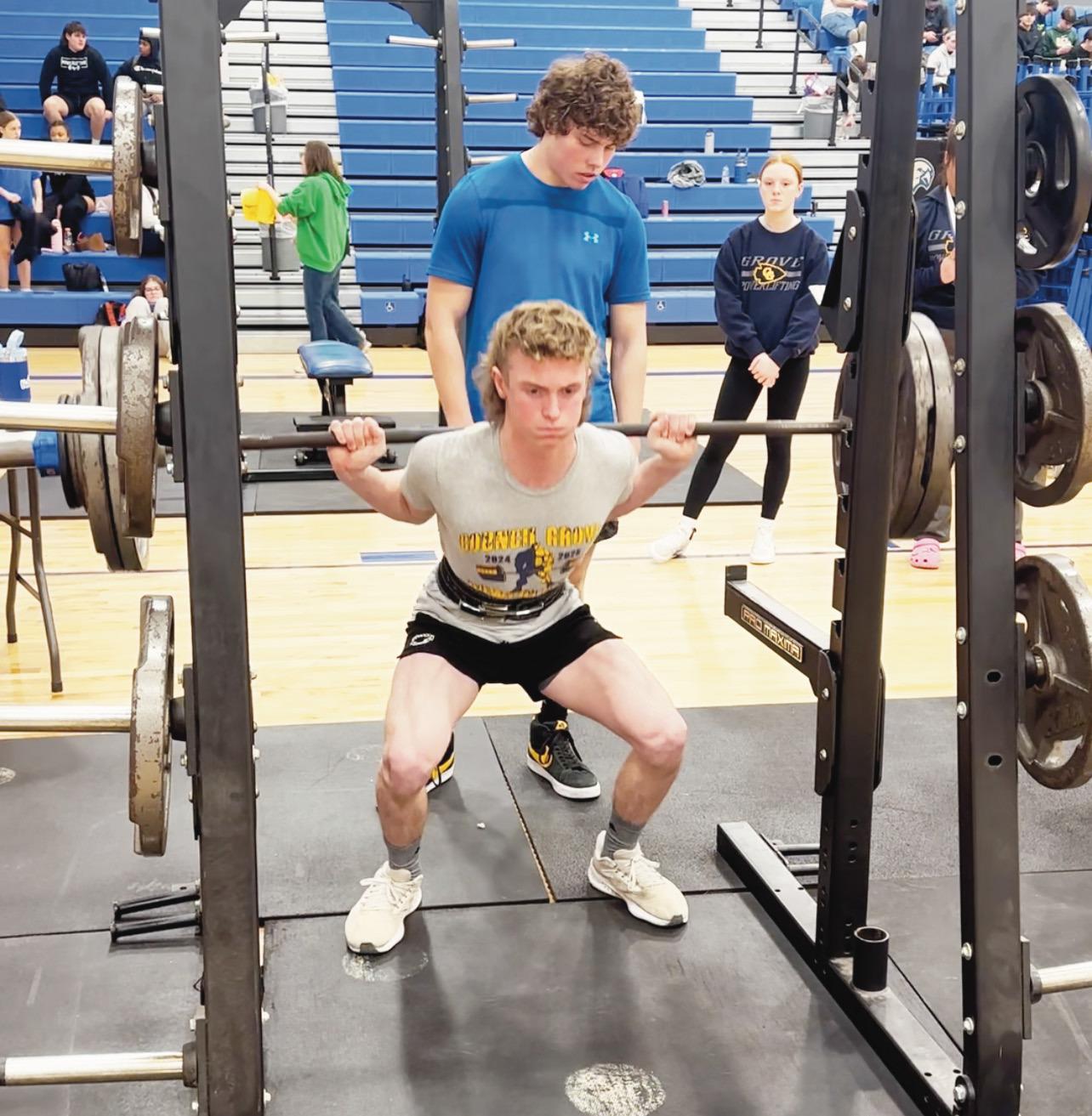 TAKES FIRST -- Braves Powerlifter Colton Elsen placed 1st overall in the Junior division at the recent West Franklin meet.