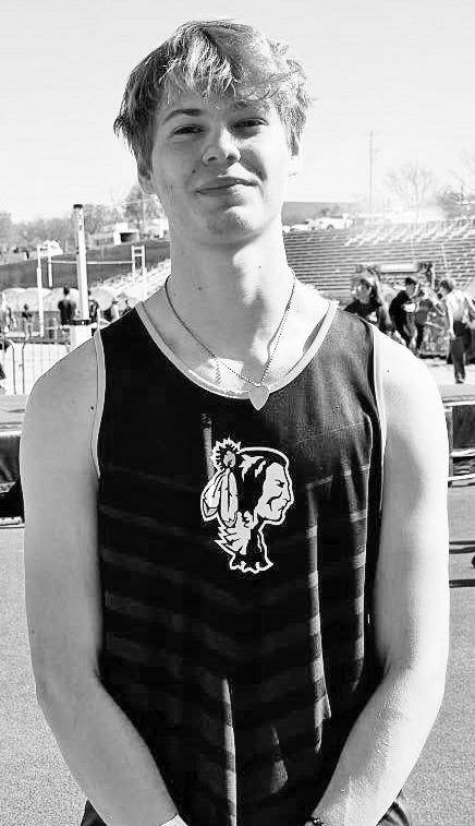 EARNS SILVER IN HIGH JUMP . . . Council Grove senior Aiden McCall cleared 6’2” to earn silver at the Pre-state Challenge in Wichita on April 10 and 11.