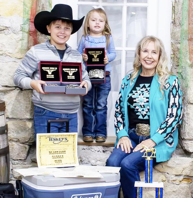 EARN BLACKJACK AWARDS -- The Blackjack Saddle Club ended the season with their year end awards banquet in Leonardville, recently. Shows were held throughout the summer in Manhattan and Junction City. Year end points were calculated and High point and rese