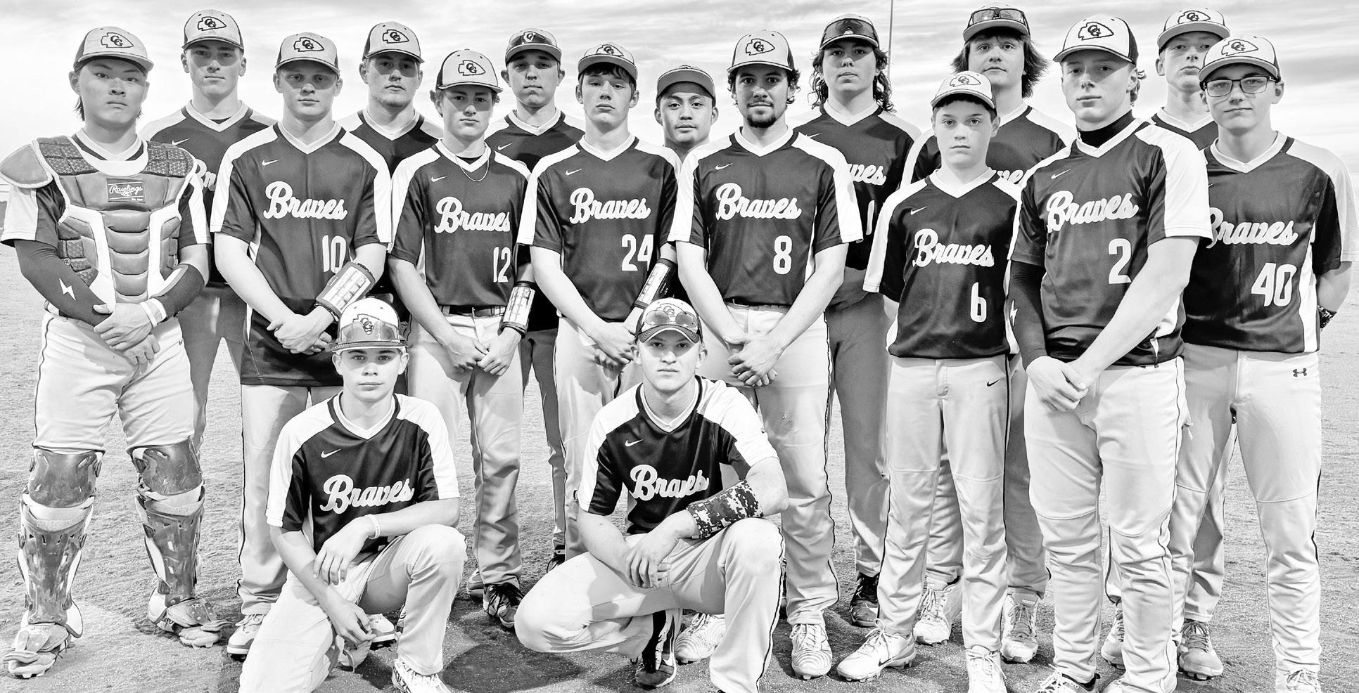 BRAVES, 23-1, SEEDED 1ST -- The Council Grove High School Braves are the top seed in the Class 3A Regional 1. Team members pictured are - Back Row (L to R): David McDiffett, Reid Buttrey, Grady Kepley, Mason Wilkens, Warren Longren, Mason Bowman, Colson H
