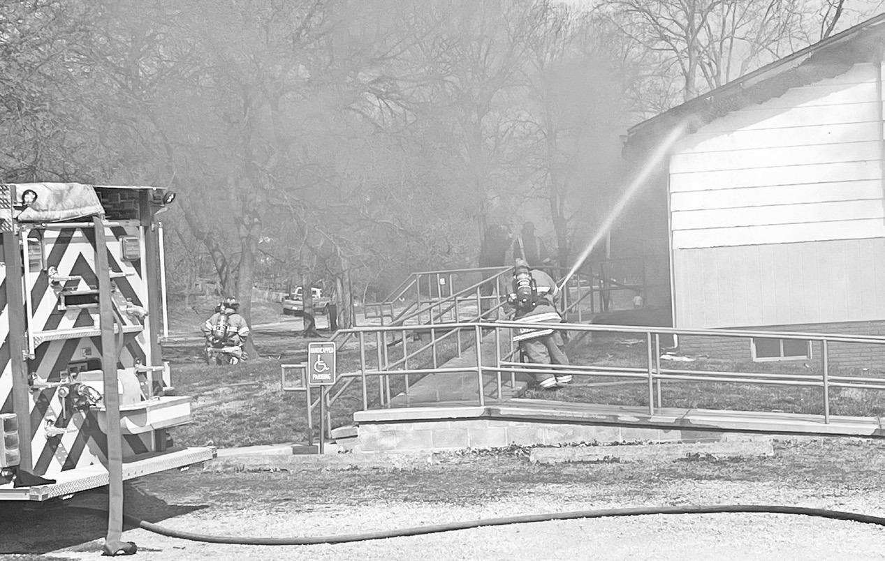 Council Grove Police Chief Shawn Wangerin captured the photo above shortly after arriving on the scene at Berean Baptist Church. Fire crews were dispatched at 11:13 a.m. on Wednesday after a passerby reported the fire. In addition to the Council Grove Fir