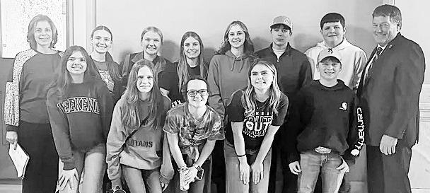 The Rural Vista Youth Leadership in Kansas group (YLINK) from grades 8-12 were in Topeka at the Capitol last week where they met with District 17 Senator Mike Argabright. Pictured are - Back Row (L to R): Lorri Kasten (sponsor), Lilliana Stilwell, Kaydenc