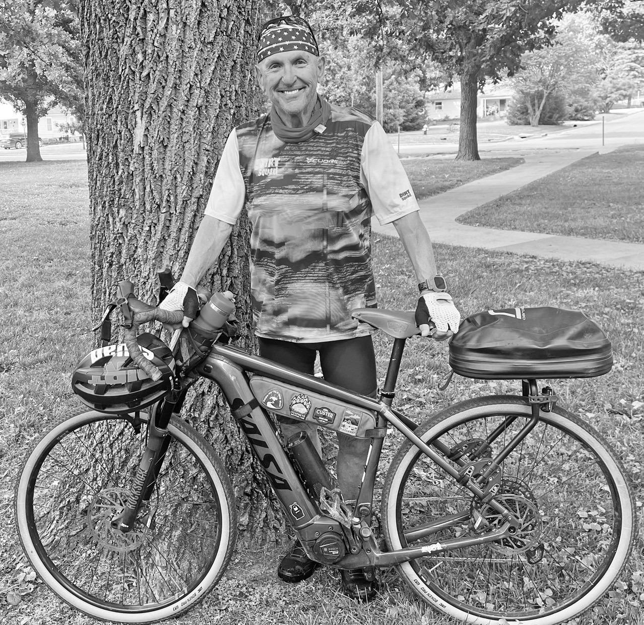 72-year old Nick Kovacs biked 600 miles to Council Grove this week to attend the UNBOUND gravel race this weekend.