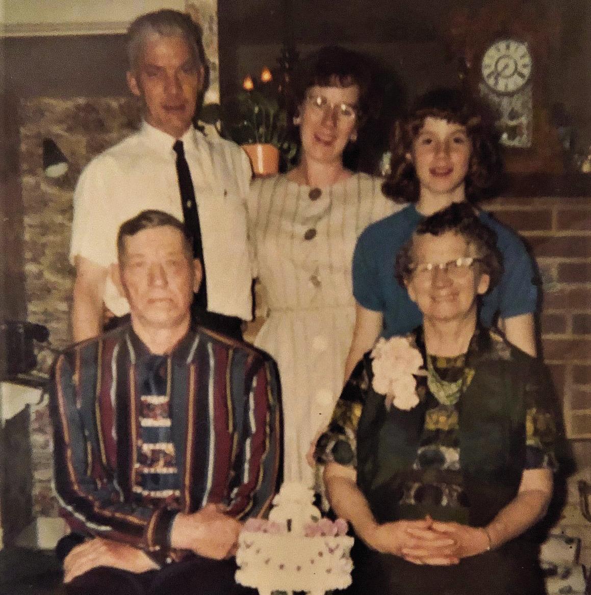 This 1965 photo with Lawrence and Freda Carson (seated) from White City and their daughter Amy Kendall and son-in-law Jerry Kendall, with 10 year-old Jan. The Morris County influence on this family dates back generations to before Kansas’ statehood. Amy