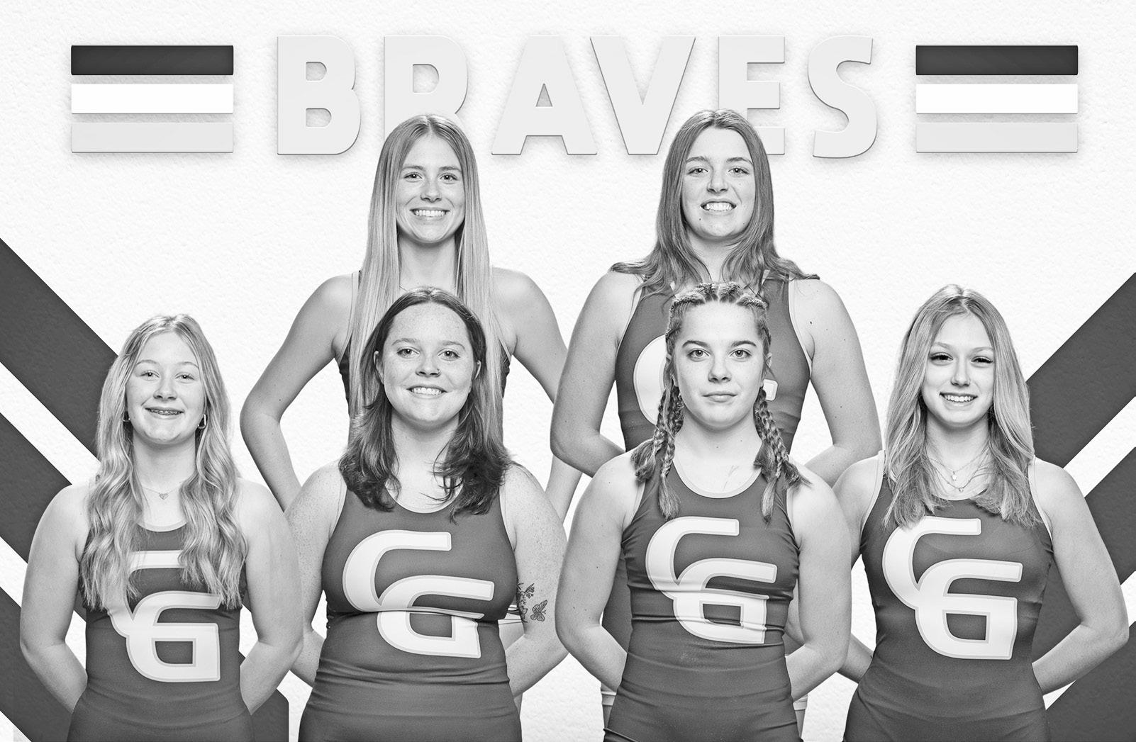 SIX LADY BRAVES’ WRESTLERS QUALIFY FOR STATE -- Council Grove will be sending six Lady Braves wrestlers to the 321A State Wrestling Tournament in Hays. Qualifying were - Back Row (L to R): Laine Johnson and Savanah Johnson. Front Row: Khloe Lif, Brenah 