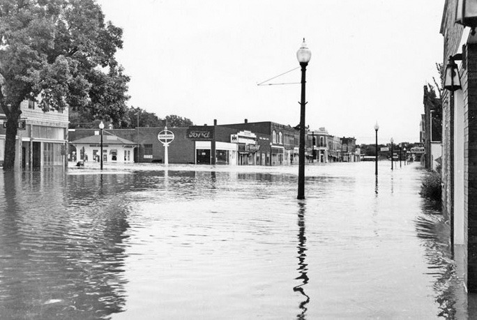 A photo of flooded downtown Council Grove in 1951 is a reminder of why the Council Grove Lake was built. We are grateful that it is working as designed.