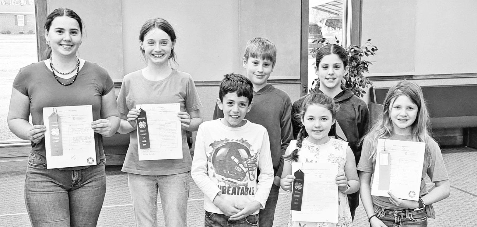 PARTICIPATE IN CLUB DAYS -- Flint Hills 4-H Club members participated in District Club Days on March 1, 2025. Pictured are - left to right: Cassiday Dalquest (Res. Champion in Public Speaking), Charolette Forebeck (Champion in Instrumental Solo), Benjamin