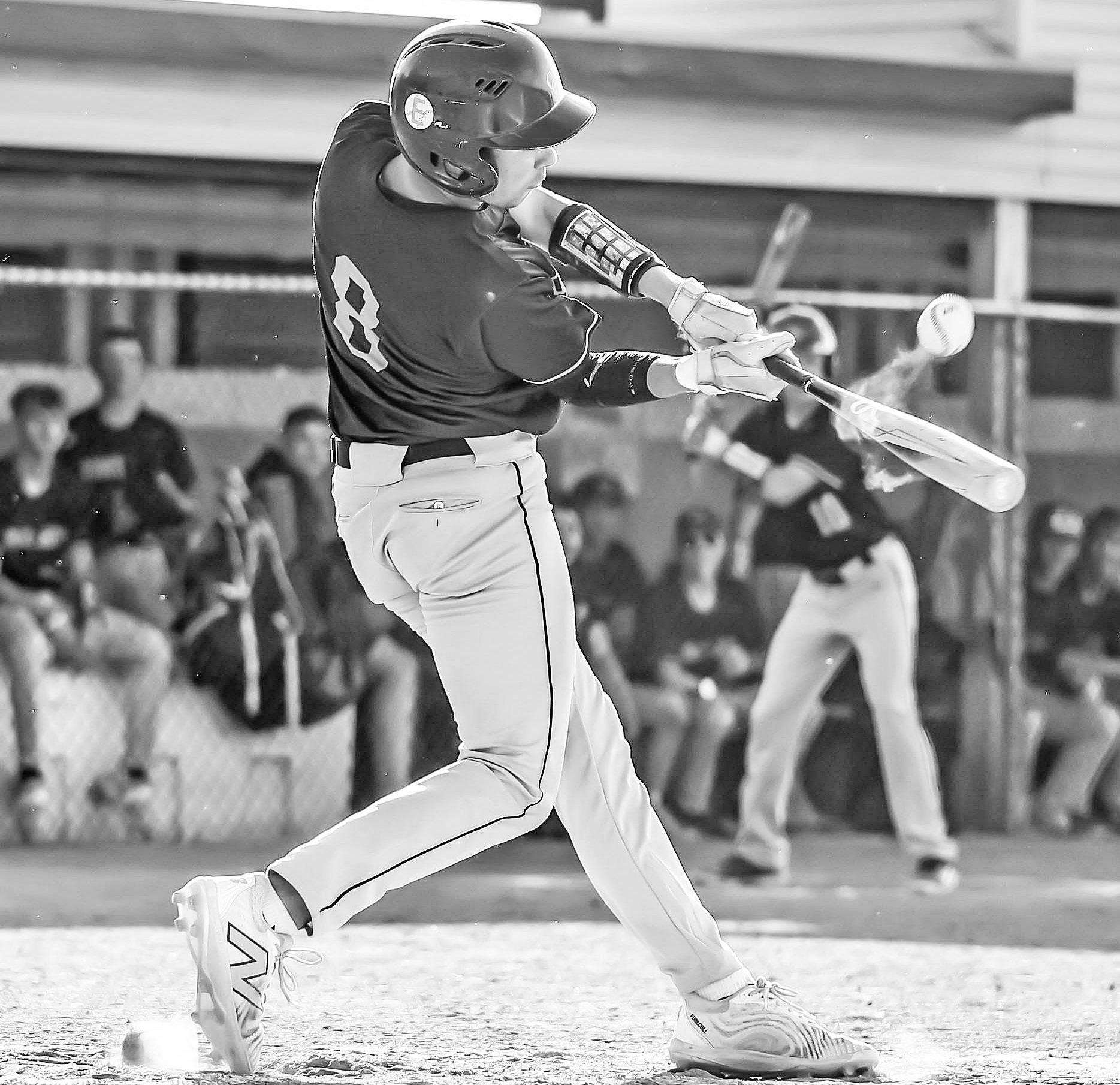 TYING A SCHOOL RECORD . . . In Friday’s regional quarterfinal win over the Herington Railers, 11th grader Maxton Villalobos tied a school record for the most singles in a season at 34. The record was set in 2009 by Dusty Maas. (Photo by Amber Weeks)