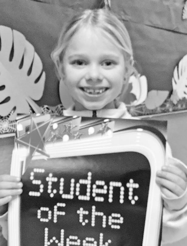 Riley Liddick, 1st grade, was selected as the student of the week. She used responsible behavior while working on reading.