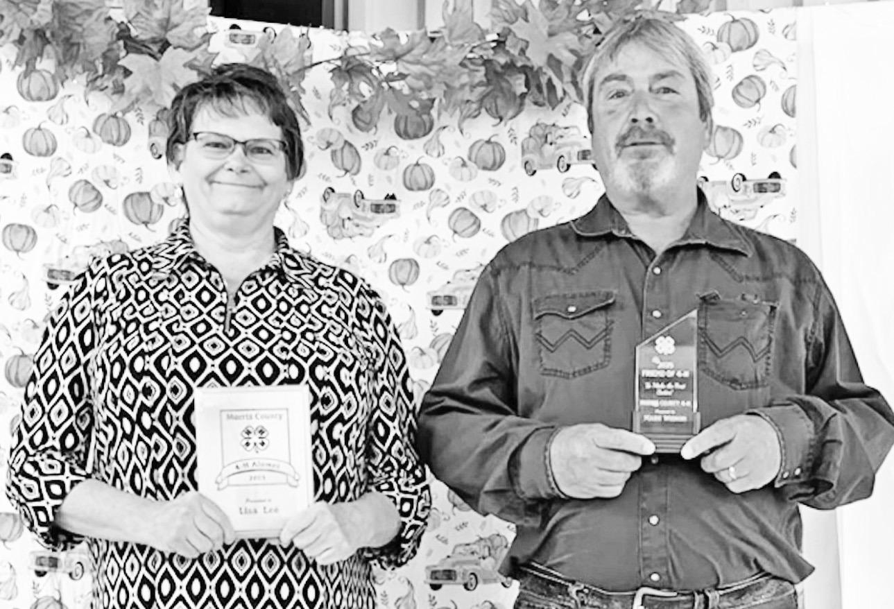 PRESENTED SPECIAL AWARDS AT ANNUAL 4-H BANQUET -- Castyn Andres (left), a member of the Dwight Sunflowers 4-H Club, was presented the prestigious 2025 4-H Key Award during the Morris County 4-H Achievement Banquet held Nov. 2. Lisa Lee and Mark Wishon (pi