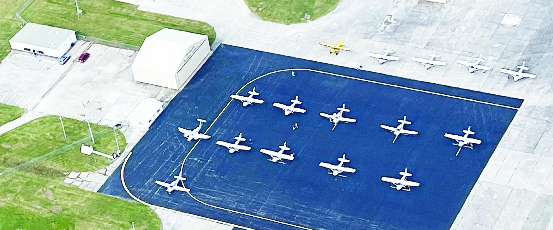 It was exciting to see 15 planes parked on the apron at Herington Regional Airport. Photo: Susan Mueller