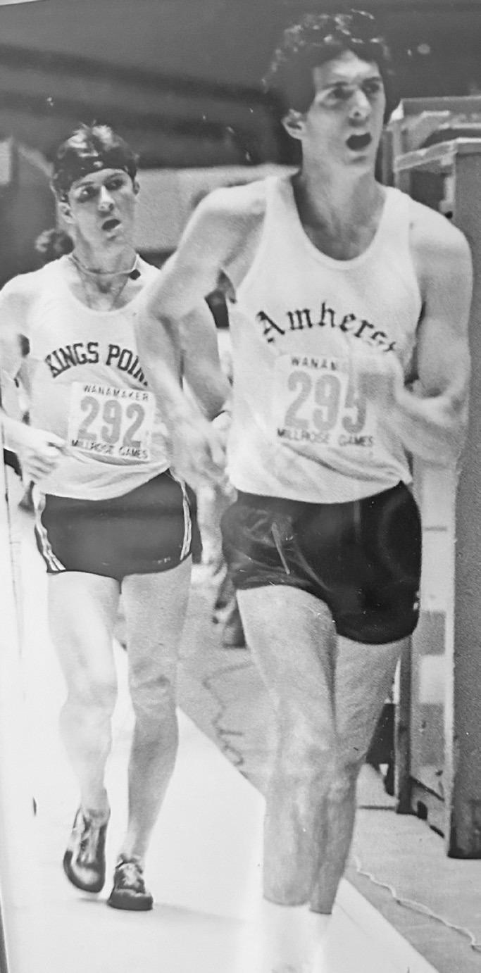 The beginning of a long career...Troy Engle began his coaching career at Amherst College, where he also earned his undergraduate degree in 1983 and competed in track. In the photo, he leads the competition. The photo is from a collection his mother Cynthi