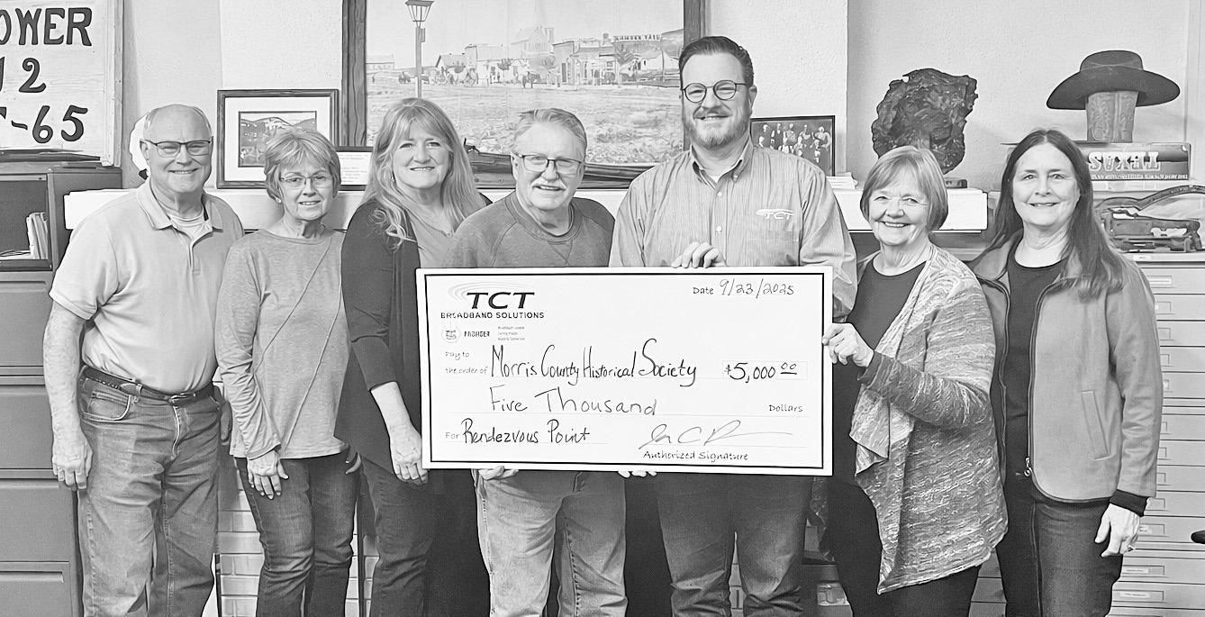 TCT GIFTS $5000 - TCT and the members of the Morris County Historical Society (MCHS) board were unable to find time to gather for a photo until January 22, 2026, but the award that was announced in September 2025, was just as sweet. Pictured from left to 