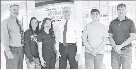 TOURING HHS . . . While Senator Moran was in the area for the Council Grove Lake meeting with constituents, he visited Herington. He heard from students about their studies, career ambitions and how HHS is helping them prepare for the future. Principal Ma