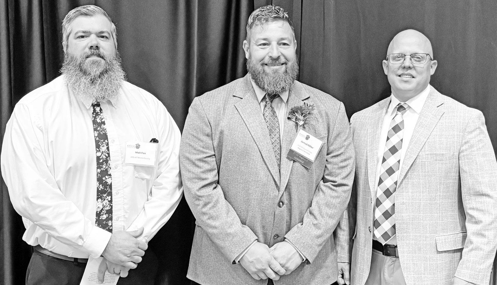 Brier Blythe, a kindergarten teacher at Council Grove Elementary School and Jarrod Hibler, a math teacher at Council Grove Junior/Senior High School were honored by their state peers in Topeka on Sunday. Blythe and Hibler were honored as USD 417’s eleme