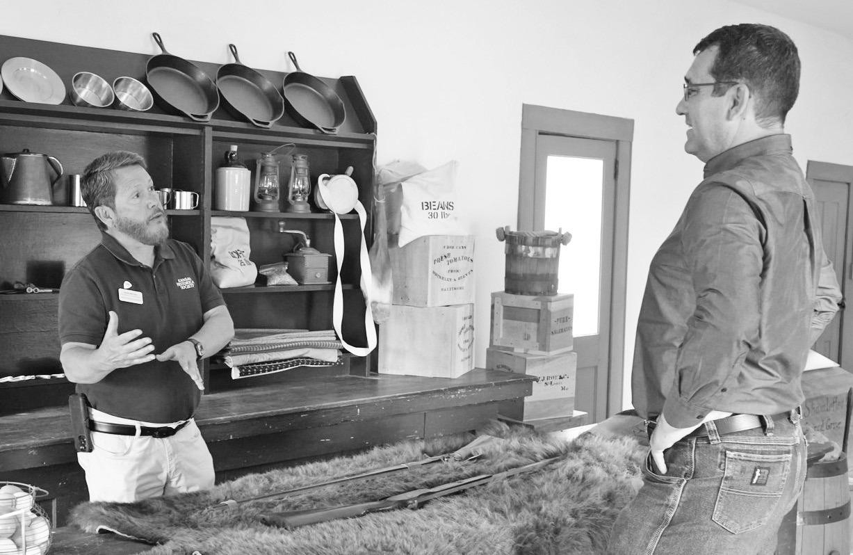 Mark Brooks (left), Site Administrator for the Kaw Mission and Last Chance Store Museums in Council Grove welcomed Congressman Derek Schmidt during a visit last week. While at the museums, Schmidt had the opportunity to learn more about the significance o
