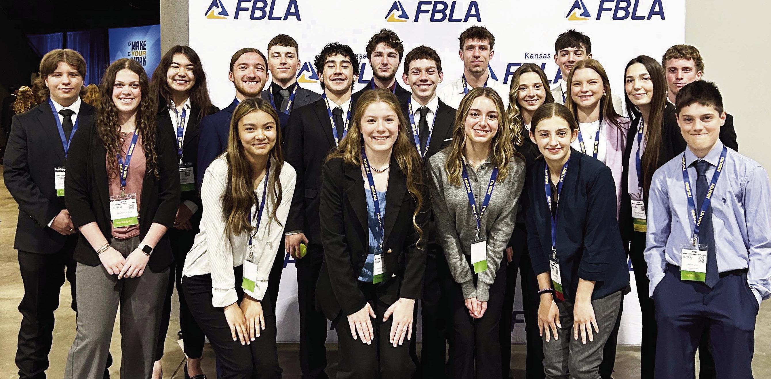 ATTEND STATE LEADERSHIP CONFERENCE -- Council Grove FBLA members attended State Leadership Conference in Topeka March 30-31. Attending were - Back row (L to R): Tucker Shoffner, Alyson Michael, David McDiffett, Bryce Azbell, Logan Stockwell, Jackson Stech