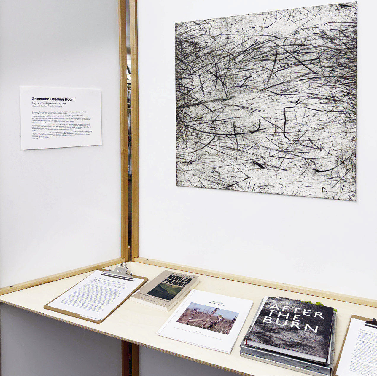 The Grassland Reading Room traveling exhibition is free and open to the public during regular Council Grove Public Library hours through September 14.