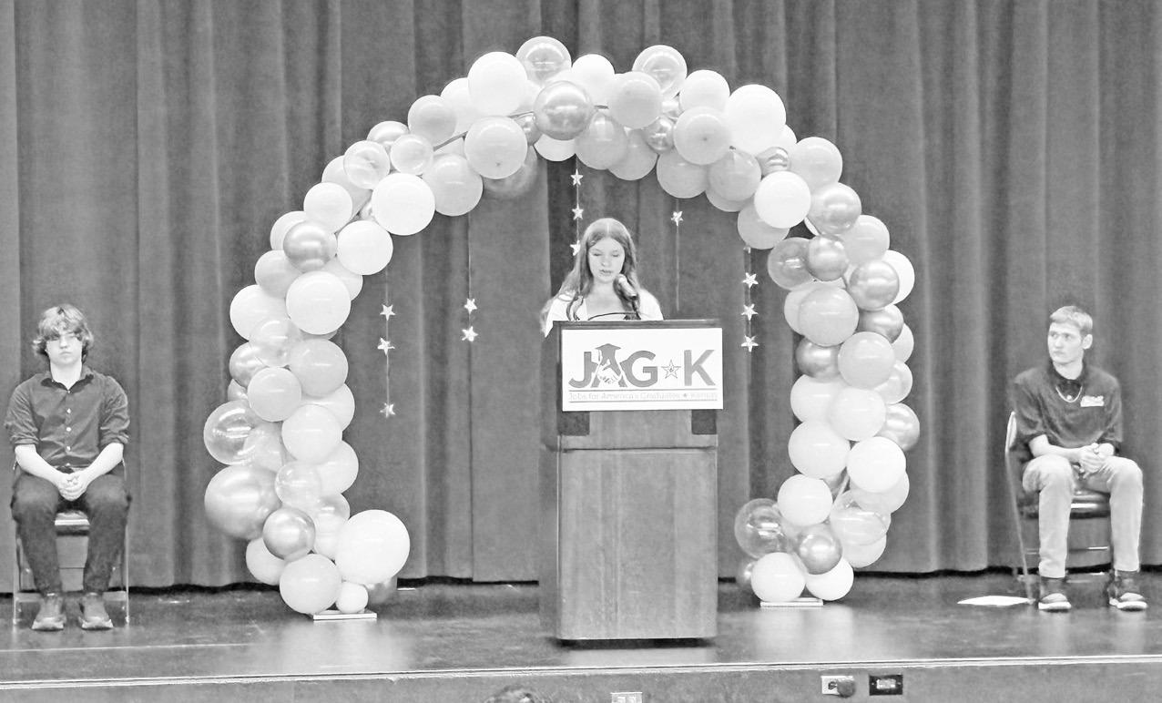 Pictured above left to right are JAG-K secretary Gus Pennock, president Carly Welcher and Cole McCall.