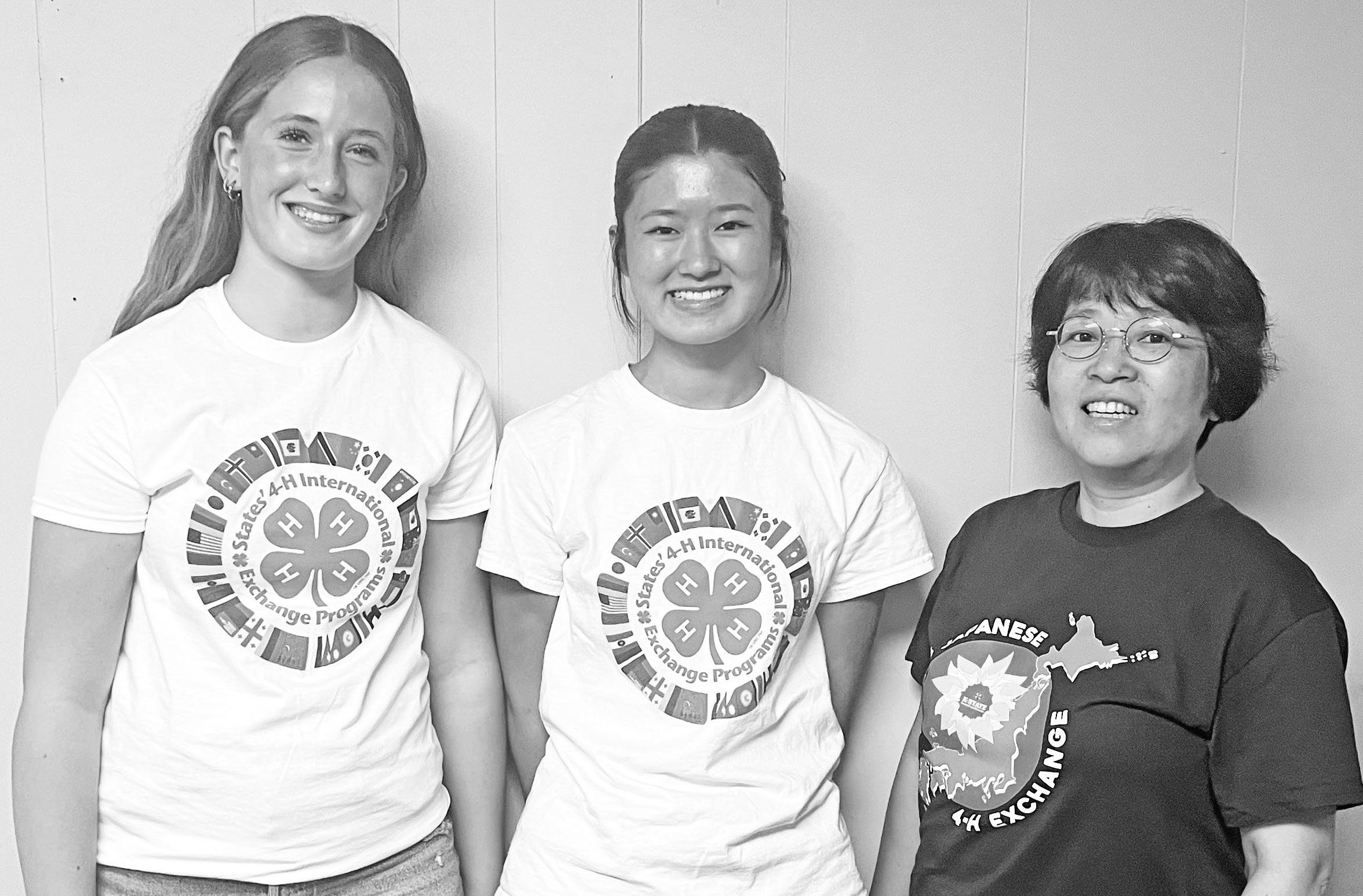 ENJOYING THE JAPANESE-AMERICAN EXCHANGE . . . Yuna Nakajima and Junko Shimoi have been enjoying their host families, Council Grove and the Flint Hills. Pictured left to right are Declan SanRomani, Junko Shimoi and Yuna Nakajima.