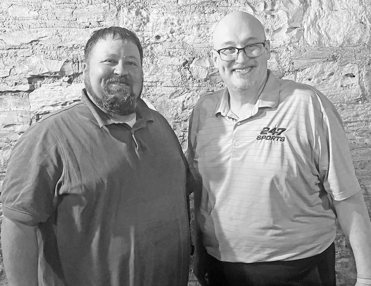 Tim Fitzgerald (right), of GoPowerCat.com, was the guest speaker at the Council Grove Rotary Club on Wednesday. Steve White (left) arranged for Fitzgerald’s visit.
