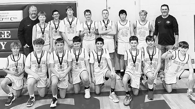FH JUNIOR LEAGUE CHAMPIONS -- Council Grove’s Junior High Junior Varsity boys, the No. 1 seed in the Flint Hills Junior League Tournament, defeated No. 4 West Franklin 19–8 and No. 3 Lyndon 49–26 to claim the championship. The wins keep Council Grov