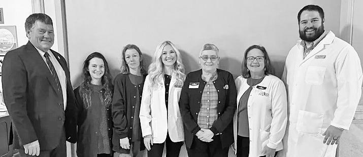 Pictured last week at the Kansas Capitol (left to right) were District 17 Senator Mike Argabright, Erin Musgrave, Tiffani McCall, Ella Podrebarac (University of Kansas School of Pharmacy Student), Diane Colstrom, Mandy Gibson and Jake Dugan. The ladies in the photo, other than the student, are from Auburn Pharmacy in Osage City, Kansas. The pharmacists were in Topeka for the Kansas Pharmacists Association Advocacy Day.
