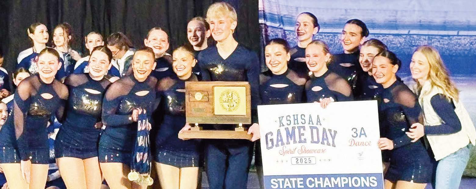2025 3A KSHSAA CHAMPION CGHS BRAVETTES - (left to right) back row: Betsy Doornbos, Quinley Sowers, Mazie Hayes, Lucy Palmquist and Claudia Simecka; front row: Marlie Hayes, Capri Gant, Macelyn Taylor, Marlee Gant, Easton Hanson, Addison Craige, Hallie Frazier, Neenah Hestermann and Coach Keeley Reddick.