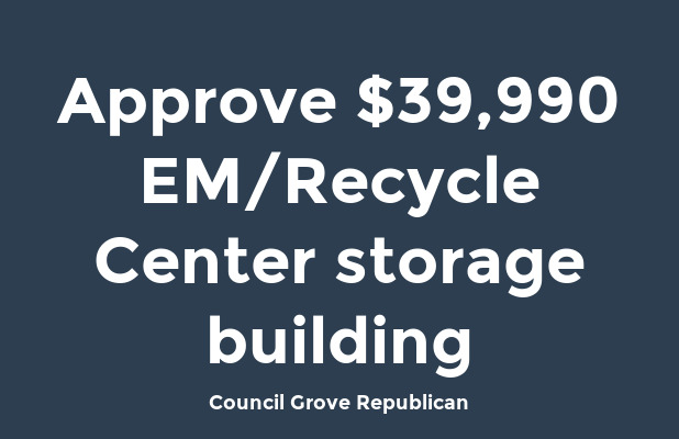 Approve $39,990 EM/Recycle Center storage building