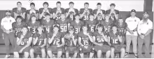 CHASE COUNTY FOOTBALL -- Members of the Chase County Bulldogs football team are - Back Row (L to R): Brock Nelson, Maddex Beyer, Dylan Arnold, Barrett Voboril, Rex Griffin, Guthrie Danford, Pake Bailey and Vincent Hodges; Middle Row: Coach Derick Budke, M