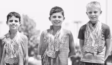 Earning top-three finishes at the 2026 Sunflower State Games on Saturday in Topeka are (L to R): Elijah Cosgrove, Rudson Villalobos and Brody Jarvis. Photo: Brandy Villalobos