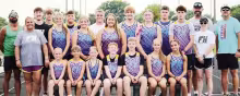 Members of the Flint Hills Track and Field club gather during a recent meet. Twenty-one area athletes qualified in 40 events for the AAU Junior Olympic Games, scheduled for Aug. 1-8 in Des Moines, Iowa. Nine of the qualifiers are Chase County residents. Not all team members or qualifiers were present for the photo, and some athletes pictured were invited members of the team who did not qualify for the Junior Olympics.
