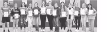 NATIONAL HONOR SOCIETY INDUCTEES — Thirteen Council Grove High School juniors were inducted into the National Honor Society on Wednesday. The new members are (L to R): Cooper Askins, Kierra Elstun, Aleah Weaver, Macelyn Taylor, Giada Plummer, Makenzie G