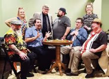 CAST OF “THE ODD COUPLE” -- Opening night of “The Odd Couple” is this Friday at The Trail Days Art and History Center. Cast members are - Back Row (L to R): Talina Christensen (Cecily), Kent Carbaugh (Vinnie), Steve White (Oscar), and Samantha Dav