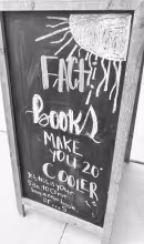 LOCAL ARTIST RECOGNIZED . . . Hannah Seymour’s sign board art for Flint Hills Books was recently featured in Shelf Awareness Pro, the daily newsletter that is sent to thousands of booksellers nationally and internationally.