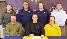 HOLDEN ZIEGLER SIGNS WITH ESU -- Holden Ziegler, a senior at Council Grove High School, has signed a National Letter of Intent to play football next year with Emporia State University. Ziegler, who plans on majoring in education, was named as First-Team A
