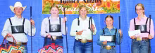 SENIOR SHOWMANSHIP -- These Kansas Junior Angus Association members won top honors in the senior showmanship contest at the 2026 Kansas Junior Angus Association Preview Show, June 6-7, in Hutchinson. Pictured from left are Jackson McCurry, Colwich, first; Addie Haverkamp, Bern, second; Lilly Hinkson, Cottonwood Falls, third; Ellie Laflin, Olsburg, fourth; and Laicee Scott, Council Grove fifth. Photo by Jeff Mafi, American Angus Association.